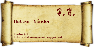 Hetzer Nándor névjegykártya